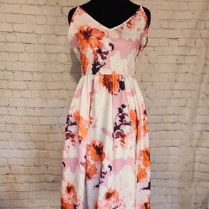 Floral Dress NWT OUGES Sz‎ M Pastel Pink Orange